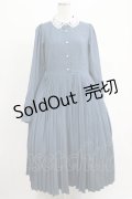 m petit by misako / レース襟プリーツワンピース L ブルー H-25-04-23-019-LO-OP-YZ-ZH
