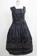 Jane Marple Dans Le Salon / Old England stripe coronation dress  ネイビー H-25-04-24-001-JM-OP-KB-ZT160