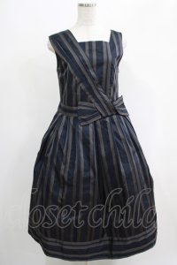 Jane Marple Dans Le Salon / Old England stripe coronation dress  ネイビー H-25-04-24-001-JM-OP-KB-ZT160
