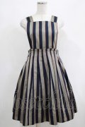 Jane Marple / Regimental stripeのジャンパースカート  グレー×ネイビー H-25-04-24-030-JM-OP-KB-ZT159