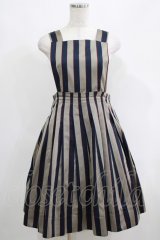 Jane Marple / Regimental stripeのジャンパースカート  グレー×ネイビー H-25-04-24-030-JM-OP-KB-ZT159