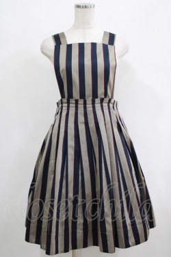 画像1: Jane Marple / Regimental stripeのジャンパースカート  グレー×ネイビー H-25-04-24-030-JM-OP-KB-ZT159