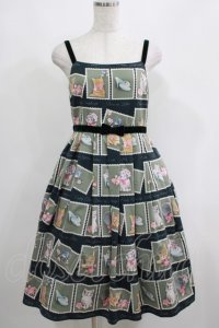Emily Temple cute / Kitten Stamp Collectionキャミソールワンピース  グリーン H-25-04-24-035-ET-OP-KB-ZH