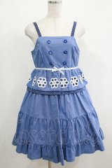 Emily Temple cute / フラワーボーラーノースリーブワンピース  ブルー H-25-04-24-050-ET-OP-KB-ZH
