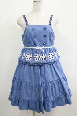 画像1: Emily Temple cute / フラワーボーラーノースリーブワンピース  ブルー H-25-04-24-050-ET-OP-KB-ZH