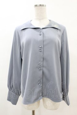 画像1: an another angelus / カリグラフィーローズ刺繍衿ブラウス Free L/BLUE H-25-04-24-1048-CA-BL-NS-ZH