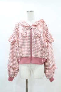 axes femme kawaii / フリルフーディブルゾン M ピンク H-25-04-24-1052-AX-JA-NS-ZH