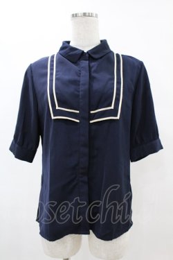 画像1: Fi.n.t / スクエアヨーク配色タイ付きブラウス Free NAVY H-25-04-24-1054-CA-BL-NS-ZH