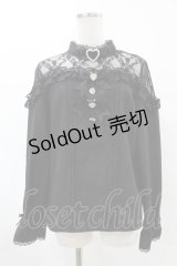 DearMyLove / ハートビジューリボンオフショル風レースブラウス L ブラック H-25-04-24-1057-EL-BL-NS-ZH