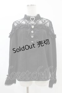 DearMyLove / ハートビジューリボンオフショル風レースブラウス L ブラック H-25-04-24-1057-EL-BL-NS-ZH