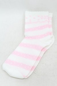 Angelic Pretty / クルー丈ソックス  オフ/ピンク H-25-04-24-1007-AP-ZA-NS-ZH