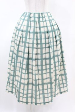 画像1: an another angelus / ペイントタッチ柄タックスカート Free GREEN×WH H-25-04-24-1022-CA-SK-NS-ZH