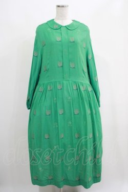 画像1: Jane Marple Dans Le Salon / EIIR jacquard dayドレス  エメラルドグリーン H-25-04-24-006-JM-OP-KB-ZH
