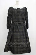 Jane Marple / Memory shadow check shirring dress  ブラック H-25-04-24-059-JM-OP-KB-ZT010