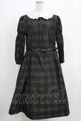 Jane Marple / Memory shadow check shirring dress  ブラック H-25-04-24-059-JM-OP-KB-ZT010