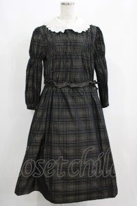 Jane Marple / Memory shadow check shirring dress  ブラック H-25-04-24-059-JM-OP-KB-ZT010