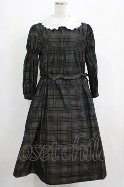 画像1: Jane Marple / Memory shadow check shirring dress  ブラック H-25-04-24-059-JM-OP-KB-ZT010