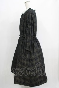 画像2: Jane Marple / Memory shadow check shirring dress  ブラック H-25-04-24-059-JM-OP-KB-ZT010