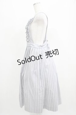 画像2: Jane Marple / ヴィンテージストライプエプロンスカート  ブルーグレイ H-25-04-24-061-JM-SK-KB-ZH