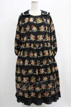 画像1: Jane Marple / Jubilee flowersサテンカラードレス  ブラック H-25-04-24-011-JM-OP-KB-ZH