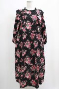Jane Marple / Strawberries and flowersラッフルフリルドレス  ブラック H-25-04-24-012-JM-OP-KB-ZH