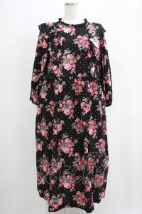 Jane Marple / Strawberries and flowersラッフルフリルドレス  ブラック H-25-04-24-012-JM-OP-KB-ZH