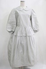 Jane Marple / クラッシュタフタ ラウンドカラードレス  シルバーグレー H-25-04-24-013-JM-OP-KB-ZT162