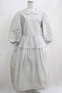 Jane Marple / クラッシュタフタ ラウンドカラードレス  シルバーグレー H-25-04-24-013-JM-OP-KB-ZT162