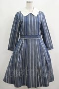 Jane Marple / Ribbon stripe jacquardのパブリックドレス  ブルーグレー H-25-04-24-021-JM-OP-KB-ZT022