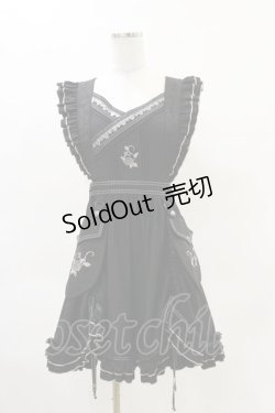 画像1: Ozz oneste / Fairy tale Rose刺繍タブリエ  ブラック H-25-04-25-001-OO-OP-KB-ZH