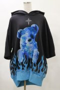 TRAVAS TOKYO / Fire bear H/S Hoodie  ブラック×ブルー H-25-04-25-044-PU-TO-KB-ZH