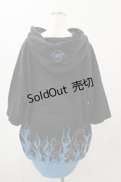 画像2: TRAVAS TOKYO / Fire bear H/S Hoodie  ブラック×ブルー H-25-04-25-044-PU-TO-KB-ZH