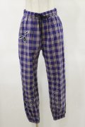 NieR Clothing / ワッペン付きチェックパンツ F 青 H-25-04-25-055-PU-PA-KB-ZH
