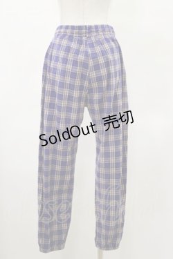 画像2: NieR Clothing / ワッペン付きチェックパンツ F 青 H-25-04-25-055-PU-PA-KB-ZH