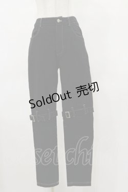 画像1: NieR Clothing / ダブルベルトパンツ  黒 H-25-04-25-061-PU-PA-KB-ZH