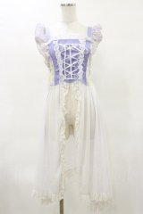 gouk / 和柄切替オーバーワンピース  白×紫 H-25-04-25-072-GO-OP-KB-ZH