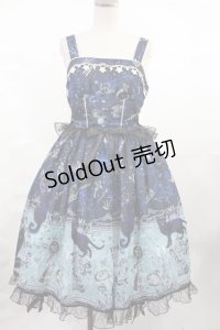 metamorphose / 黒猫と魔法の地図リボンジャンパースカート サイズ1 ネイビー H-25-04-25-1005-ME-OP-NS-ZH