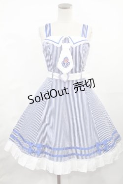 画像1: Angelic Pretty / マリンストーリーストライプジャンパースカート Free ブルー H-25-04-25-1002-AP-OP-NS-ZH