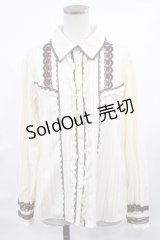 axes femme / ストライプジャガードブラウス M アイボリー H-25-04-25-1028-AX-BL-NS-ZH