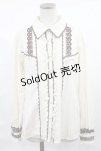 axes femme / ストライプジャガードブラウス M アイボリー H-25-04-25-1028-AX-BL-NS-ZH