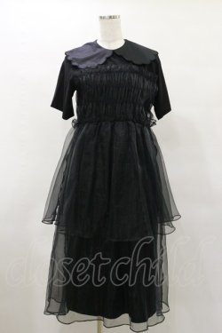 画像1: Candy Stripper / SHEER SHIRRING DRESS 2 ブラック×ブラック H-25-04-25-078-PU-OP-KB-ZH