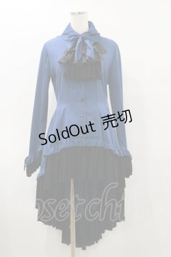 画像1: MARBLE / ゴシック調ダイヤカットタイ付きブラウス型ワンピース  青×黒 H-25-04-25-081-GO-OP-KB-ZH