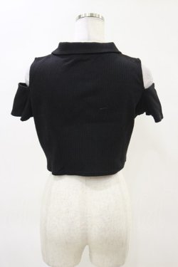 画像2: REFLEM / 肩開きクロップド丈テレコジップアップ半袖カットソー FREE 黒 H-25-04-25-021-PU-TO-KB-ZH