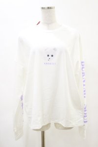 ACDC RAG / くまきちロングスリーブTシャツ  白 H-25-04-25-022-PU-TO-KB-ZH