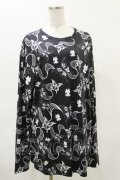 NieR Clothing / 総柄長袖トップス  黒 H-25-04-25-026-PU-TO-KB-ZH