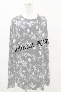 NieR Clothing / 総柄長袖トップス  黒 H-25-04-25-026-PU-TO-KB-ZH