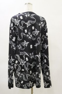 画像2: NieR Clothing / 総柄長袖トップス  黒 H-25-04-25-026-PU-TO-KB-ZH