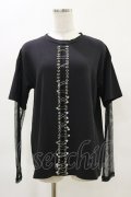 Drug Honey / レイヤード風メッシュ切替カットソー  黒 H-25-04-25-027-PU-TO-KB-ZH