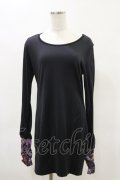 Qutie Frash / 和柄切替ロングカットソー Free ブラック H-25-04-25-032-QU-TO-NS-ZH