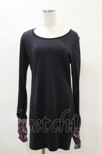 Qutie Frash / 和柄切替ロングカットソー Free ブラック H-25-04-25-032-QU-TO-NS-ZH